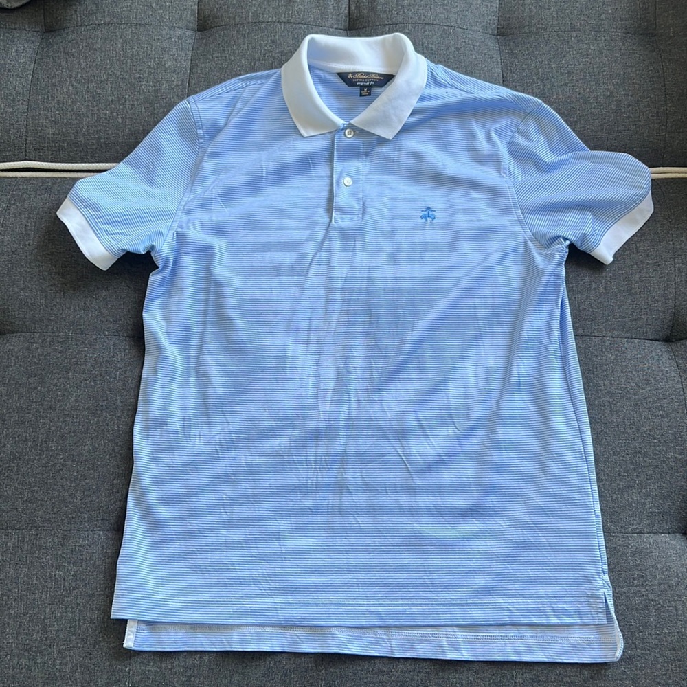 Brooks Brothers White and Blue striped polo. Size M. Original fit.